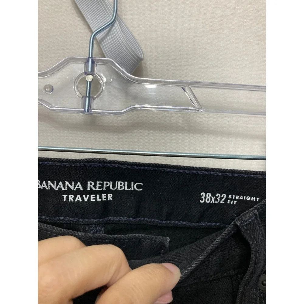 NWT Banana Republic Mens Traveler Jeans 38x32 Straight Fit Black Stretch